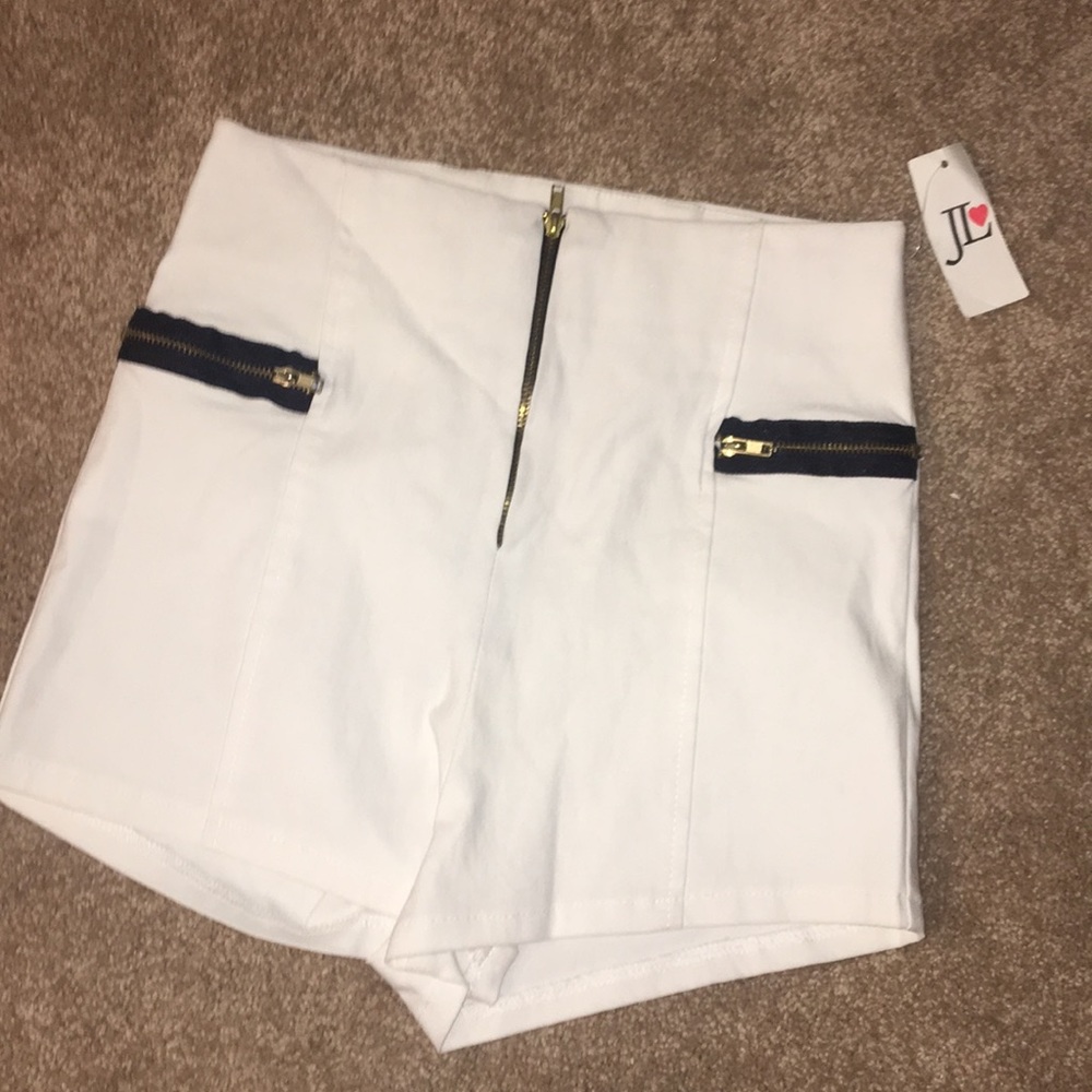 High waisted white shorts